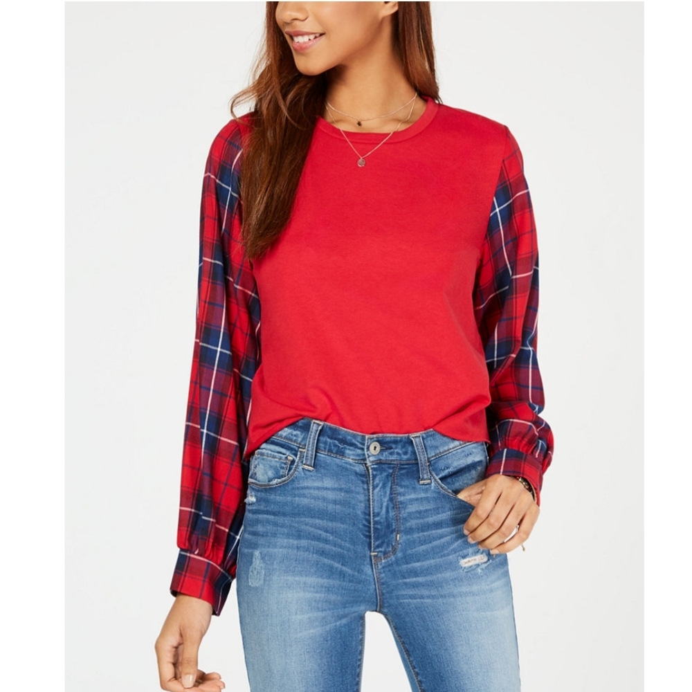 ❣ Seven sisters juniors mixed media sweatshirt